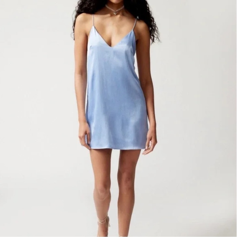 Urban Outfitters Light Blue Satin Mini Dress